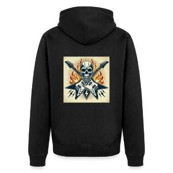 Rock Poster with Guitars - Unisex Premium Organic Zip Hoodie - black - Back - Nico (187cm)