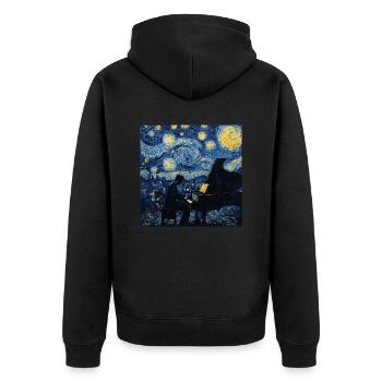 Klavier Piano Pianist Van Gogh - Unisex Premium Organic Zip Hoodie - black - Back - Nico (187cm)