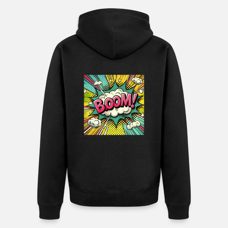 DRÖHNEN! - Comic-Explosion - Unisex Premium Bio Zip Hoodie - Schwarz