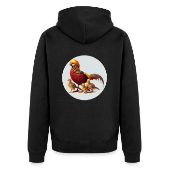 Golden pheasant with young - Unisex Premium Organic Zip Hoodie - black - Back - Nico (187cm)