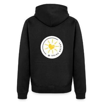 Statement - shine bright - Herz und Sonne - Unisex Premium Bio Zip Hoodie - Schwarz - Hinten - Nico (187cm)