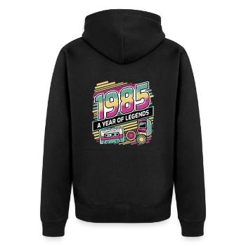1985 A Year of Legends - Unisex Premium Organic Zip Hoodie - black - Back - Nico (187cm)