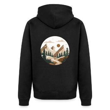 Berg Wandern - Unisex Premium Bio Zip Hoodie - Schwarz - Hinten - Nico (187cm)