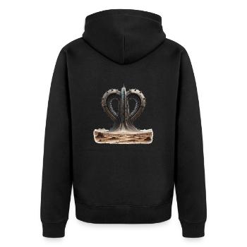Stahlherz 634695 - Unisex Premium Bio Zip Hoodie - Schwarz - Hinten - Nico (187cm)
