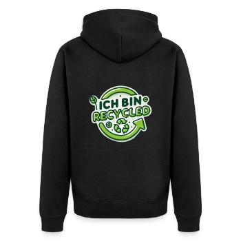 Ich bin Recycled - Unisex Premium Bio Zip Hoodie - Schwarz - Hinten - Nico (187cm)