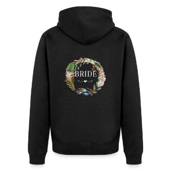 Trensenkranz Boho Blumen - Unisex Premium Bio Zip Hoodie - Schwarz - Hinten - Nico (187cm)