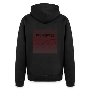 Bruderherz - Unisex Premium Bio Zip Hoodie - Schwarz - Hinten - Nico (187cm)