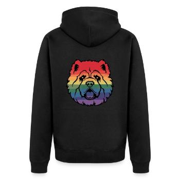 Regenbogen-Chow-Chow - Unisex Premium Bio Zip Hoodie - Schwarz - Hinten - Nico (187cm)