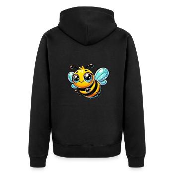 biene comic - Unisex Premium Bio Zip Hoodie - Schwarz - Hinten - Nico (187cm)