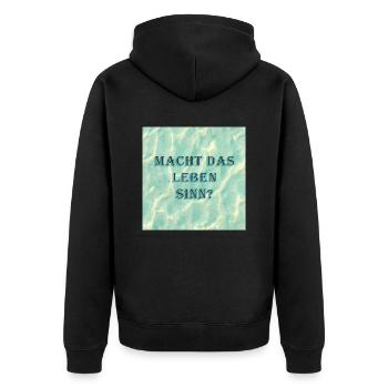 Does life make sense - Unisex Premium Organic Zip Hoodie - black - Back - Nico (187cm)