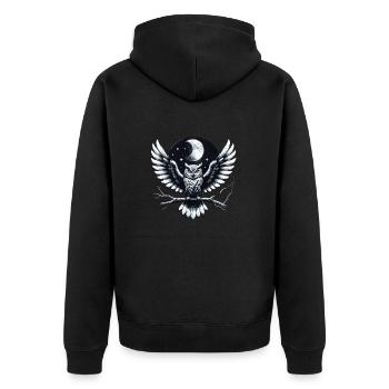 eule - Unisex Premium Bio Zip Hoodie - Schwarz - Hinten - Nico (187cm)