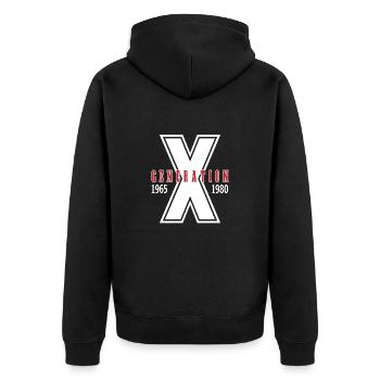 Generation X 1965-1980 - Unisex Premium Bio Zip Hoodie - Schwarz - Hinten - Nico (187cm)