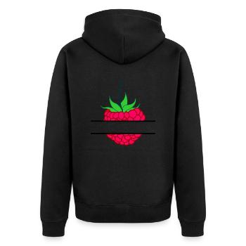 Himbeer-Banner - Unisex Premium Bio Zip Hoodie - Schwarz - Hinten - Nico (187cm)