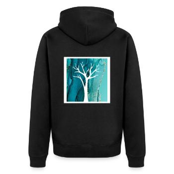 White Tree with Abstract Marble Background - Unisex Premium Organic Zip Hoodie - black - Back - Nico (187cm)