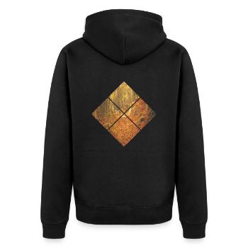 Herbst Wald Geometrie Natur - Unisex Premium Bio Zip Hoodie - Schwarz - Hinten - Nico (187cm)