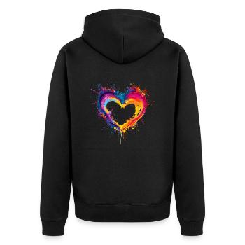 Buntes Herz Liebe Valentinstag Geschenk - Unisex Premium Bio Zip Hoodie - Schwarz - Hinten - Nico (187cm)