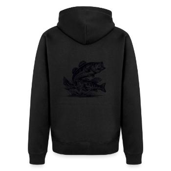 Bass Fishing - Unisex Premium Bio Zip Hoodie - Schwarz - Hinten - Nico (187cm)