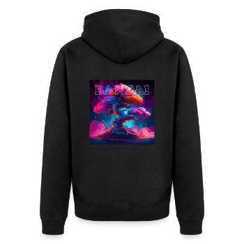 Banzai - Unisex Premium Bio Zip Hoodie - Schwarz - Hinten - Nico (187cm)