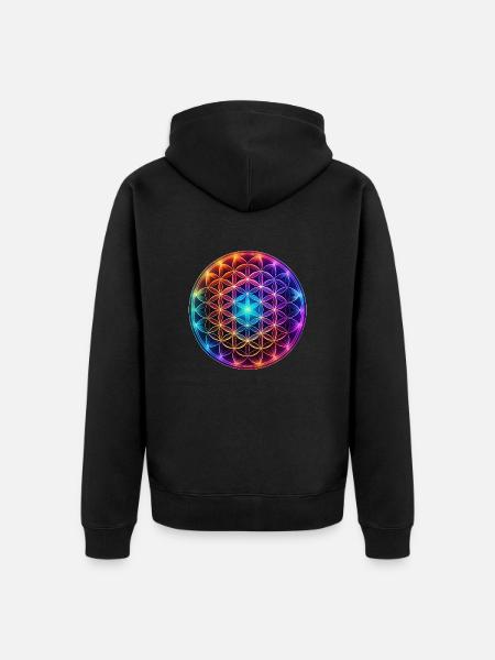 Blume des Lebens - Unisex Premium Bio Zip Hoodie - Schwarz