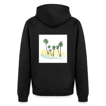 Paradiesischer Strand mit karibischen Palmen - Unisex Premium Bio Zip Hoodie - Schwarz - Hinten - Nico (187cm)