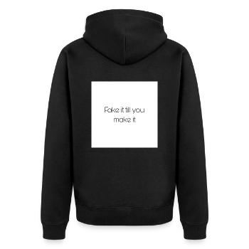 Fake it till you make it - Unisex Premium Bio Zip Hoodie - Schwarz - Hinten - Nico (187cm)