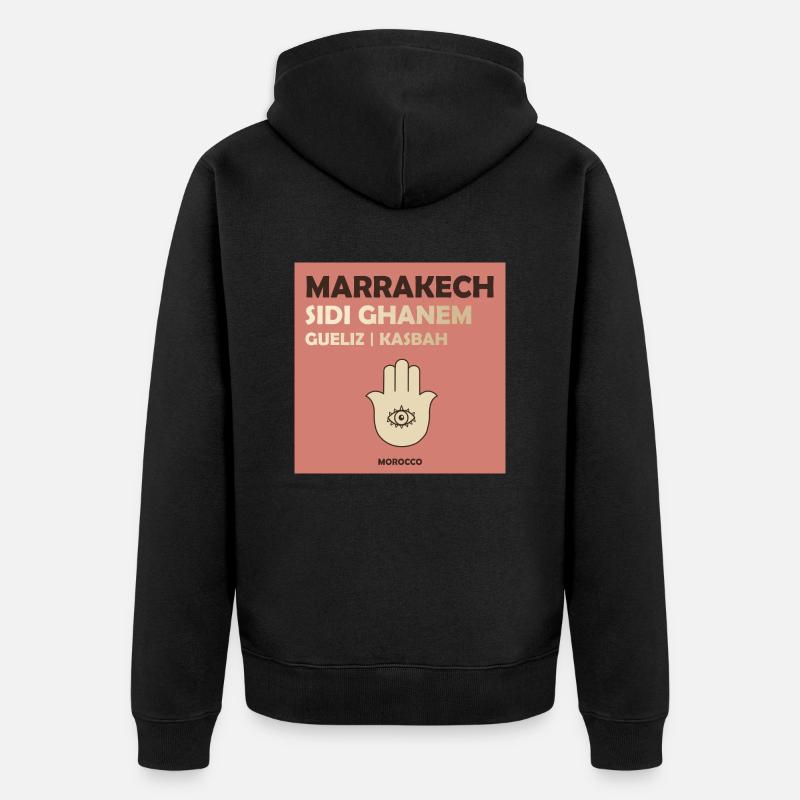 Marrakech, Maroc - Veste à capuche bio Premium Unisexe - noir