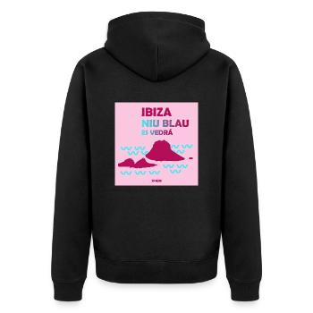 Insel Ibiza Spanien - Unisex Premium Bio Zip Hoodie - Schwarz - Hinten - Nico (187cm)
