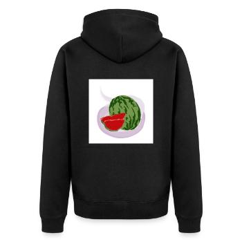 Red watermelon - Unisex Premium Organic Zip Hoodie - black - Back - Nico (187cm)