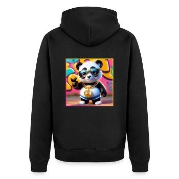 Cool Panda - Unisex Premium Organic Zip Hoodie - black - Back - Nico (187cm)