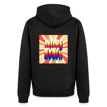 Retro Colourful "Whatever" Typography Design - Unisex Premium Organic Zip Hoodie - black - Back - Nico (187cm)