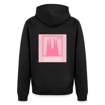 Barcelone rose - Veste à capuche bio Premium Unisexe - noir - Dos - Nico (187cm)