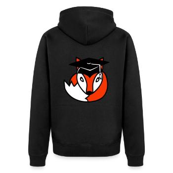 Fuchs Abitur Schulabschluss Zeugnisse College Hut - Unisex Premium Bio Zip Hoodie - Schwarz - Hinten - Nico (187cm)