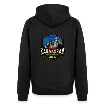 K2 KARAKORAM - Unisex Premium Organic Zip Hoodie - black - Back - Nico (187cm)