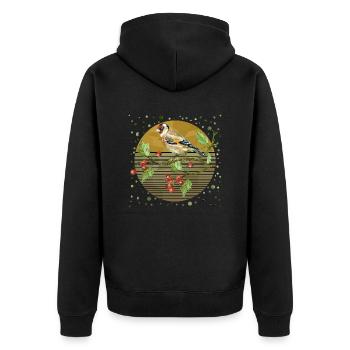 Bunter Vogel - Unisex Premium Bio Zip Hoodie - Schwarz - Hinten - Nico (187cm)