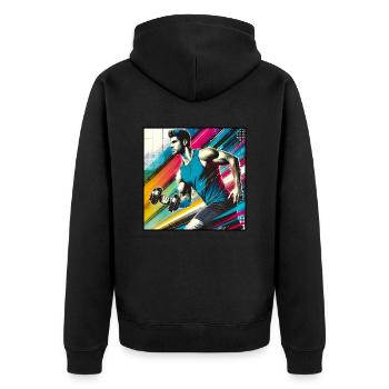 Sporty man - Unisex Premium Organic Zip Hoodie - black - Back - Nico (187cm)