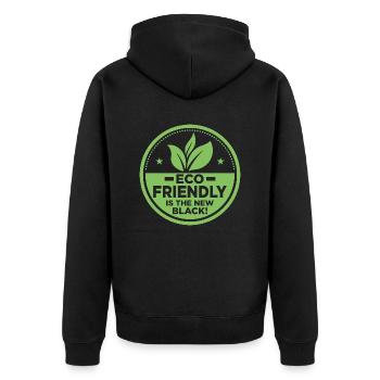 Eco-friendly Is The New Black! Earth Day Planet - Unisex Premium Bio Zip Hoodie - Schwarz - Hinten - Nico (187cm)