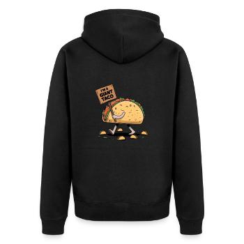 Ich bin ein riesiger Taco - Unisex Premium Bio Zip Hoodie - Schwarz - Hinten - Nico (187cm)