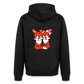 2 Foxes Couple In Love Two Friends Love Team Cute - Unisex Premium Organic Zip Hoodie - black - Back - Nico (187cm)
