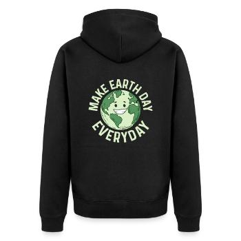 Make Earth Day Everyday Planet Environmental - Unisex Premium Organic Zip Hoodie - black - Back - Nico (187cm)