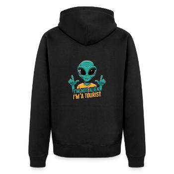 Je ne suis pas un extraterrestre, je suis un touriste - Veste à capuche bio Premium Unisexe - noir - Dos - Nico (187cm)