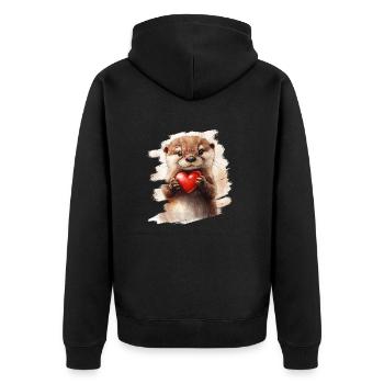 Loutre avec cœur - Veste à capuche bio Premium Unisexe - noir - Dos - Nico (187cm)