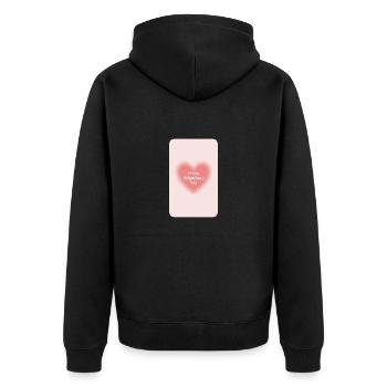 Happy Valentines Day - Unisex Premium Bio Zip Hoodie - Schwarz - Hinten - Nico (187cm)