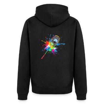 Colorful Badminton Racket Badminton - Unisex Premium Organic Zip Hoodie - black - Back - Nico (187cm)