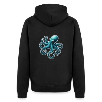 KRAKE - Unisex Premium Bio Zip Hoodie - Schwarz - Hinten - Nico (187cm)