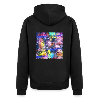 Ein Abstrakte buntes Fleckenbild - Unisex Premium Bio Zip Hoodie - Schwarz - Hinten - Nico (187cm)