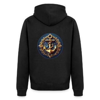 Anchor Logo - Unisex Premium Organic Zip Hoodie - black - Back - Nico (187cm)