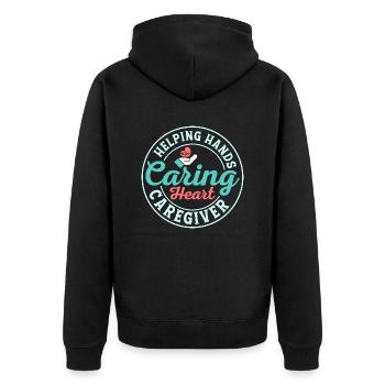 Helping Hands Caring Heart Caregiver Caregiving Ca - Unisex Premium Organic Zip Hoodie - black - Back - Nico (187cm)