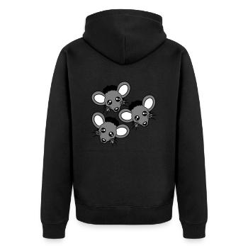 3 Mice Wall Hole Mouse Hole Three Friends Team Crew - Unisex Premium Organic Zip Hoodie - black - Back - Nico (187cm)