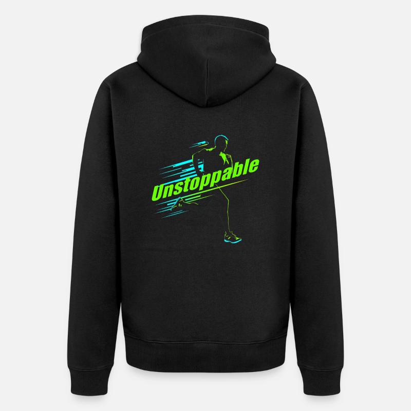 Running design - "Unstoppable" - Veste à capuche bio Premium Unisexe - noir