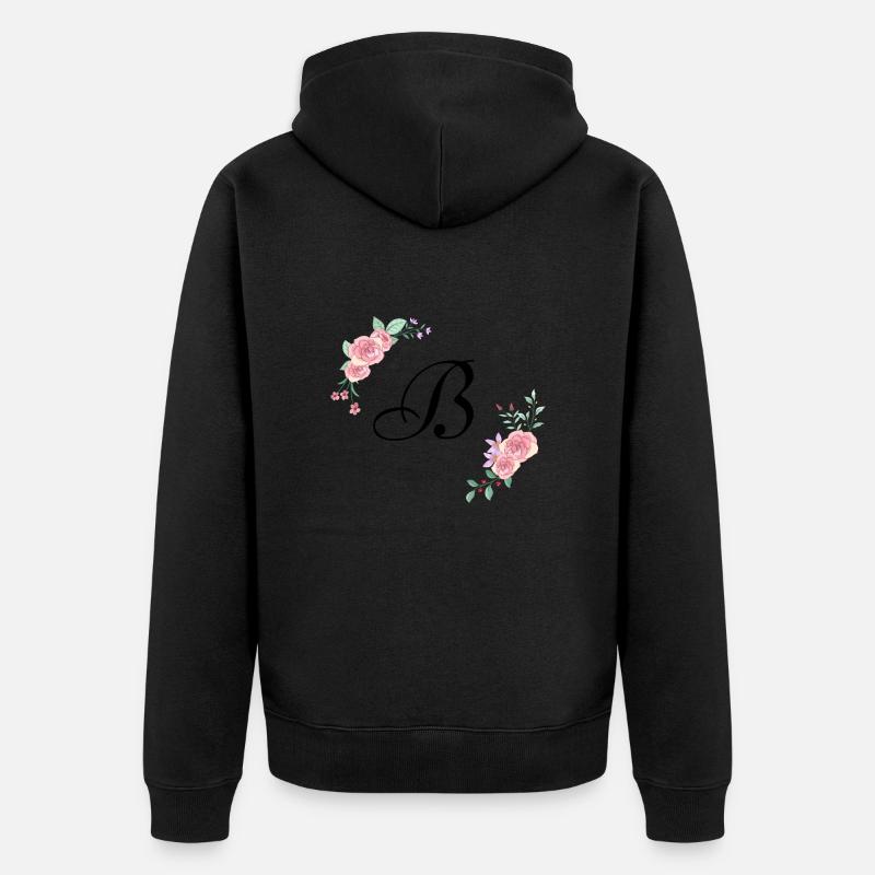 Lettre b florale rose - Veste à capuche bio Premium Unisexe - noir